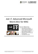 Advanced Microsoft  Word 2011 for MAC