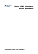 Basic HTML elements: Quick Reference