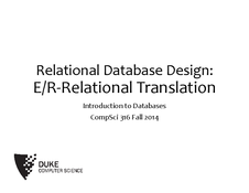 Relational Database Design: E/R-Relational Translation