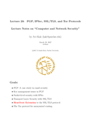 PGP, IPSec, SSL/TLS, and Tor Protocols