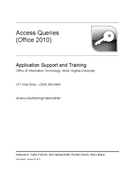 Access Queries (Office 2010)