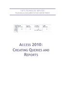 Creating Queries and Reports (Access)